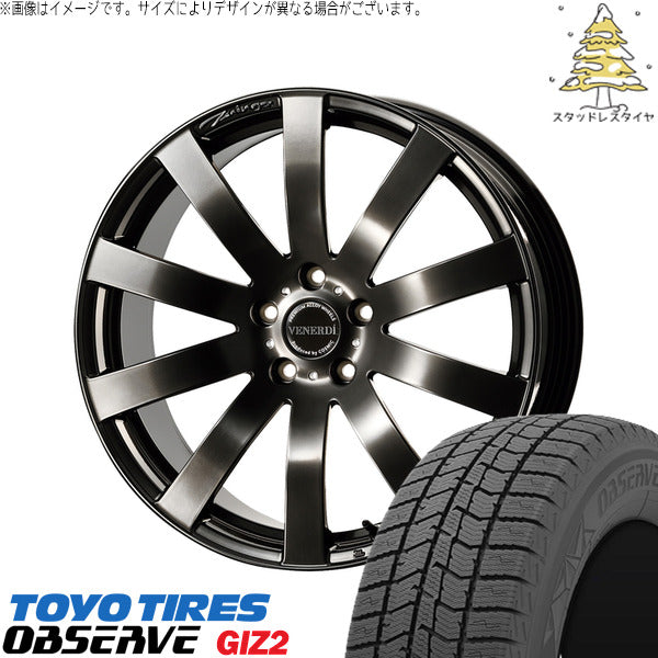 トーヨータイヤ OBSERVE 225/55R19 ＋ ヴェネルディ ツィンガー ハイパーブラック 19インチ 8J +38 5H114.3P スタッドレス・ホイール4本セット。1枚目。