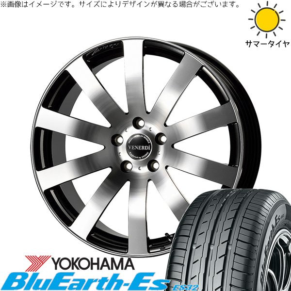 ヨコハマタイヤ ブルーアース ES32 225/35R19 ＋ ヴェネルディ ツィンガー ミラーカット/ブラックメタリック 19インチ 8J +38 5H114.3P サマー・ホイール4本セット。1枚目。
