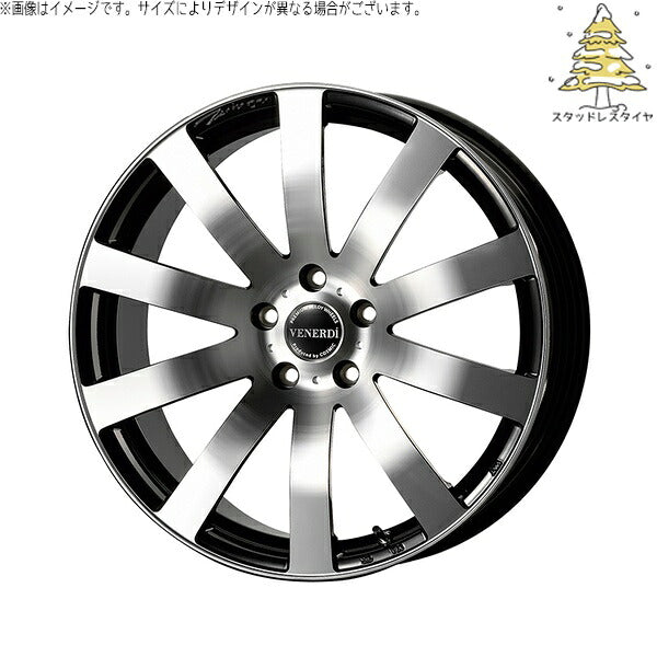 輸入スタッドレスタイヤ（銘柄指定不可） 225/50R18 ＋ ヴェネルディ ツィンガー ミラーカット/ブラックメタリック 18インチ 7.5J +38 5H114.3P ホイール4本セット。1枚目。