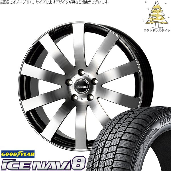 グッドイヤー アイスナビ8 235/55R19 ＋ ヴェネルディ ツィンガー ミラーカット/ブラックメタリック 19インチ 8J +38 5H114.3P スタッドレス・ホイール4本セット。1枚目。