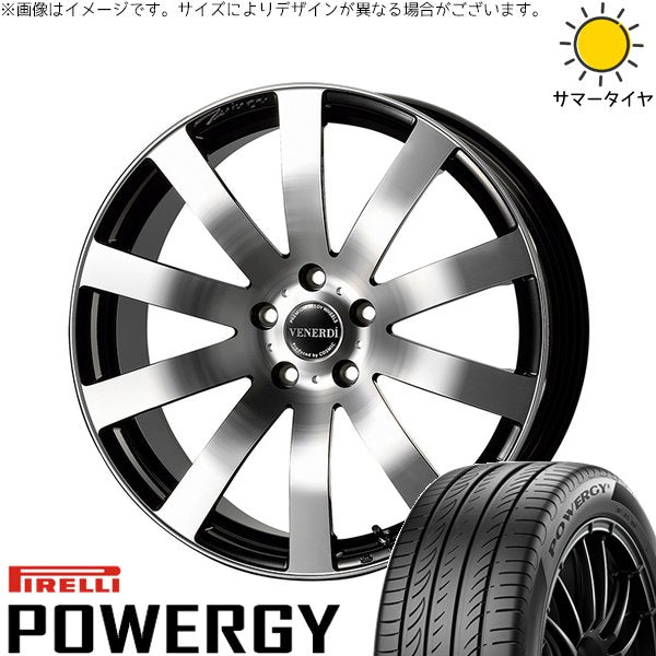ピレリ パワジー 225/45R18 ＋ ヴェネルディ ツィンガー ミラーカット/ブラックメタリック 18インチ 7.5J +38 5H114.3P サマー・ホイール4本セット。1枚目。