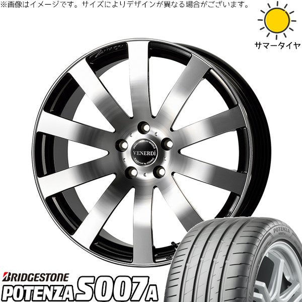 ブリヂストン ポテンザ S007A 225/40R19 ＋ ヴェネルディ ツィンガー ミラーカット/ブラックメタリック 19インチ 8J +38 5H114.3P サマー・ホイール4本セット。1枚目。