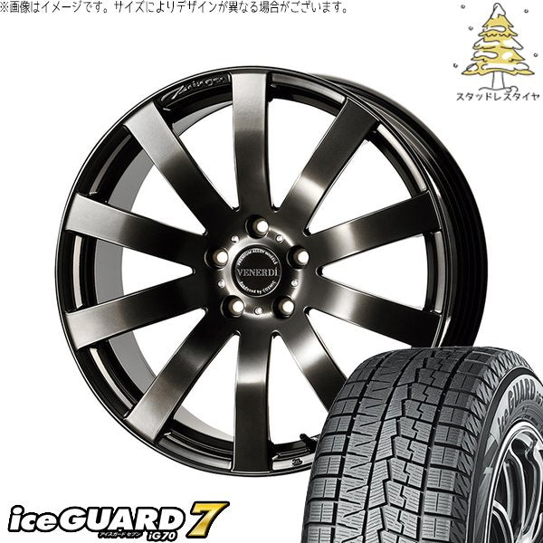 ヨコハマタイヤ アイスガード セブン (iceGUARD7 IG70) 235/40R19 ＋ ヴェネルディ ツィンガー ハイパーブラック 19インチ 8J +38 5H114.3P スタッドレス・ホイール4本セット。1枚目。