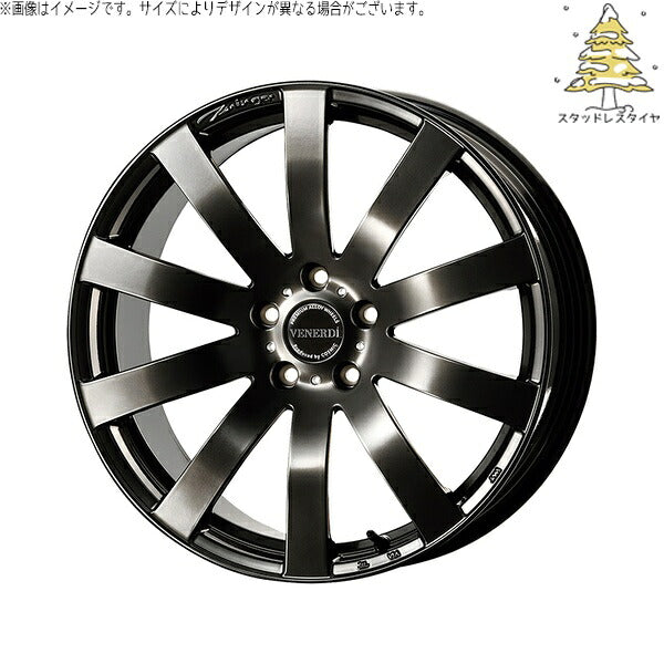輸入スタッドレスタイヤ（銘柄指定不可） 225/45R18 ＋ ヴェネルディ ツィンガー ハイパーブラック 18インチ 7.5J +38 5H114.3P ホイール4本セット。1枚目。