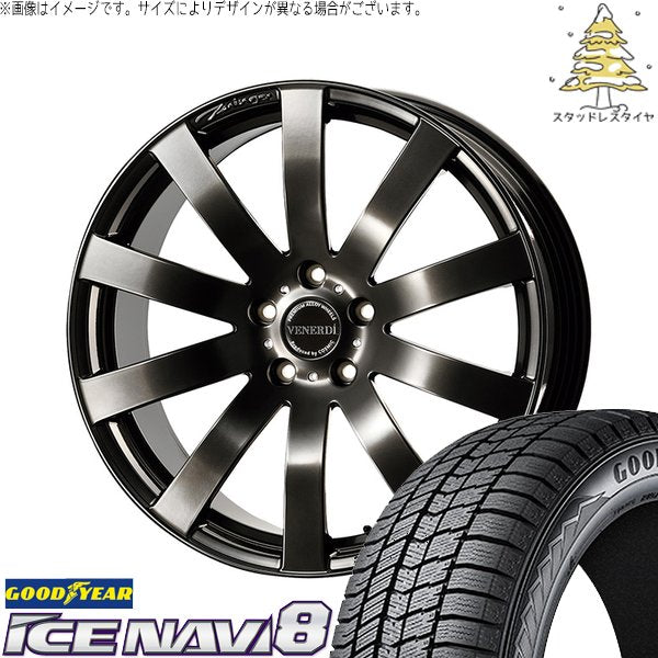 グッドイヤー アイスナビ8 235/50R18 ＋ ヴェネルディ ツィンガー ハイパーブラック 18インチ 7.5J +38 5H114.3P スタッドレス・ホイール4本セット。1枚目。