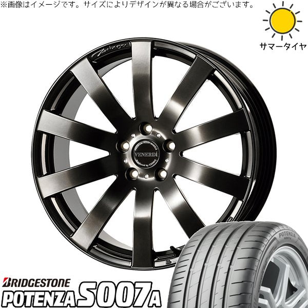 ブリヂストン ポテンザ S007A 225/35R19 ＋ ヴェネルディ ツィンガー ハイパーブラック 19インチ 8J +38 5H114.3P サマー・ホイール4本セット。1枚目。