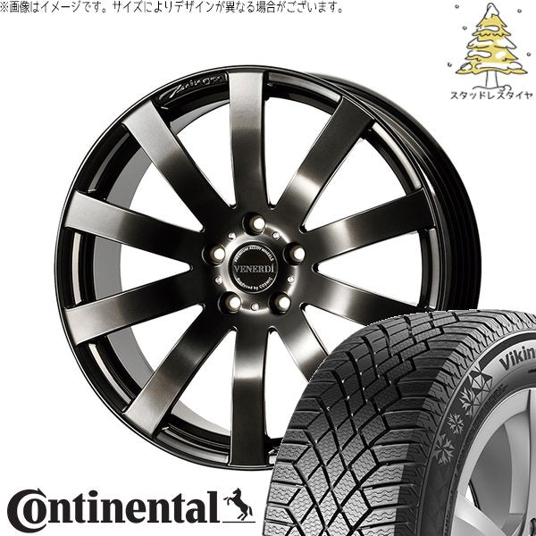 コンチネンタル バイキングコンタクト セブン (VikingContact7) 245/40R20 ＋ ヴェネルディ ツィンガー ハイパーブラック 20インチ 8J +38 5H114.3P スタッドレス・ホイール4本セット。1枚目。